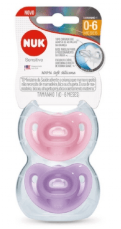 KIT CHUPETAS SENSITIVE SOFT - GIRL - 100% SILICONE - 2 UNIDADES # PA7330-2G - NUK