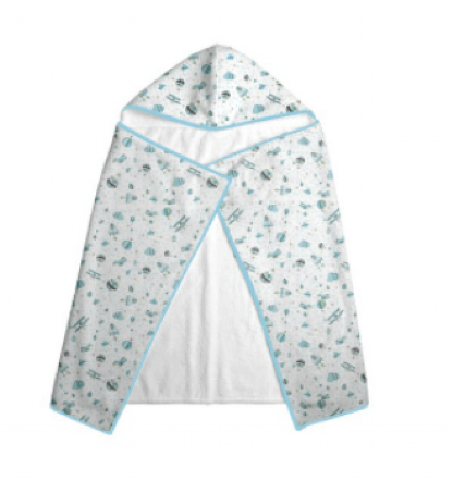 TOALHA DE BANHO FELPUDA KARINHO FORRADA - COM CAPUZ ESTAMPADA - 90X70CM - FOGUETE BALAO # 18451444