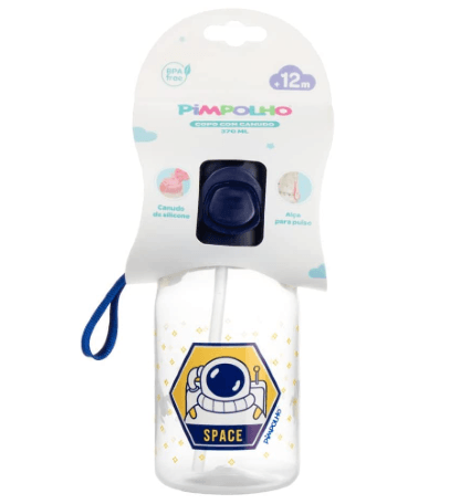 COPO COM CANUDO DE SILICONE - ASTRONAUTA - 370ML # 0009460 - PIMPOLHO