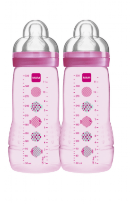 MAMADEIRA MAM EASY ACTIVE COM 2 330ML ROSA # 4844 - MAM BEBE SAUDE