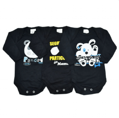 KIT BODY MANGA LONGA MASCULINO - 3 UNIDADES - TAMANHO P AO G # 301636 - MAFESSONI