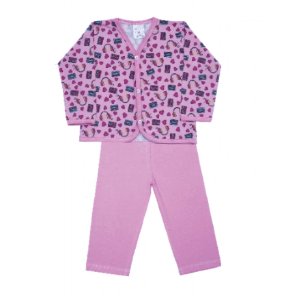 PIJAMA MANGA LONGA ESTAMPADO COLOR COM BOTÃO - TAMANHO 1 AO 3 # 200797 - MAFESSONI