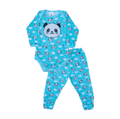 CONJUNTO BODY MANGA LONGA SUEDINE + CULOTE ESTAMPADO - TAMANHO P AO G # 201122 - MAFESSONI