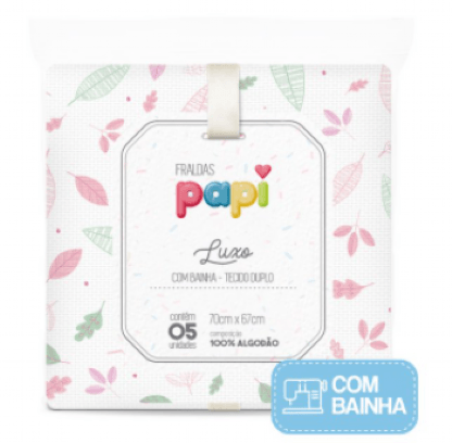 FRALDA LUXO ESTAMPADA COM BAINHA - 70X67CM - 5 UNIDADES # 10850143 - PAPI