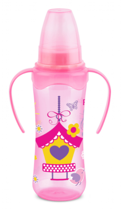 MAMADEIRA CINTURADA COLORIDA - COM ALÇA 240ML # 3315-RS - PETITA