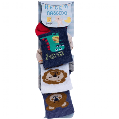 KIT DE MEIAS BEBÊ RN - 3 PARES # 0039605405 - CONDE DUCK
