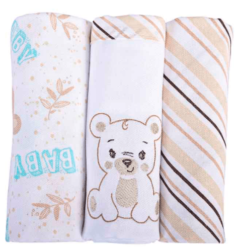 KIT CUEIRO ROLINHOS - BABY NICE - 80X80CM - 3 UNIDADES # 345607 - MINASREY