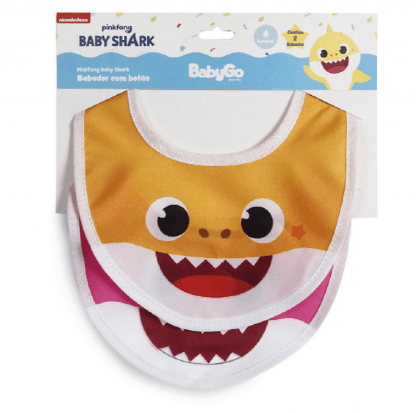 KIT BABADOR BANDANA DECORADO - 2 UNIDADES - BABY SHARK - 3 A 6 MESES # 01455 - DERMIWIL BABY GO