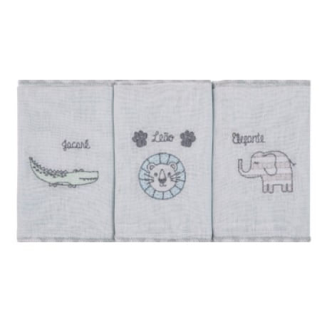 PANINHO DE BOCA BORDADO COMPOSÊ - 38X38CM - SELVA RABISCO - 3 UNIDADES # 35041613 - PAPI