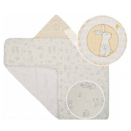 TOALHA DE BANHO FELPUDA FORRADA COM CAPUZ - PAPI COMPOSÊ - 90X70CM - FAMÍLIA COELHO # 35131615