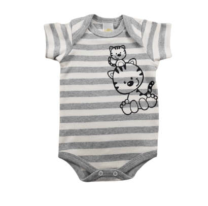 KIT BODY MANGA CURTA GATOS AMIGOS - MASCULINO - 3 UNIDADES - TAMANHO RN AO G # 2092R - LE & MA