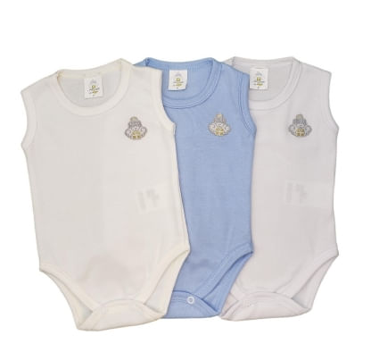 KIT BODY REGATA - MASCULINO - 3 UNIDADES - TAMANHO RN AO G # 24826 - PRESENTE DE ANJO