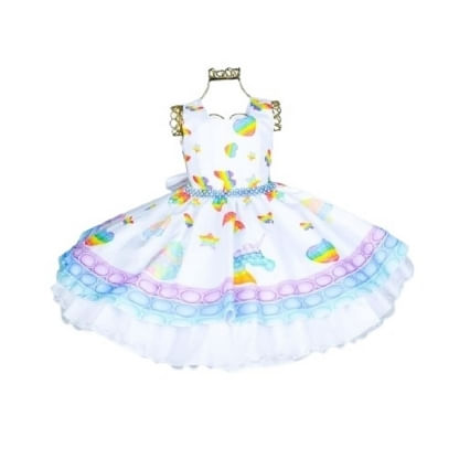 VESTIDO DE FESTA - ARCO ÍRIS - TAMANHO 4 AO 12 # 3039 - D-LUXE