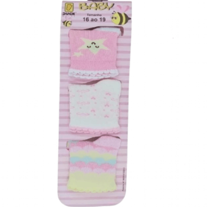 KIT DE MEIAS BEBÊ - 3 PARES - TAMANHO  16 AO 19 # 0039905403 - CONDE DUCK
