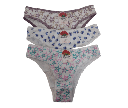 TANGA COTTON ESTAMPADA - 3 UNIDADES - TAMANHO P AO G # 0093 - ROSASTYL