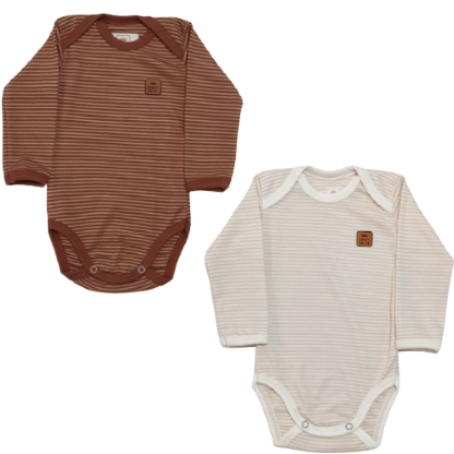 KIT BODY MANGA LONGA LISTRADO CONFORT - MASCULINO - 2 UNIDADES - TAMANHO RN AO G # 121043