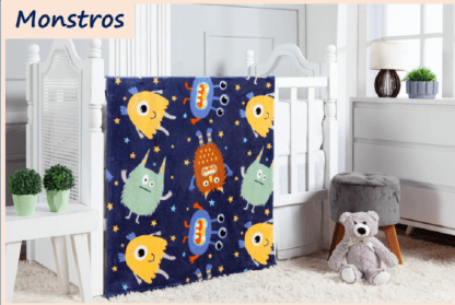 COBERTOR FLANNEL KIDS MONSTROS - 1,10M X 1,50M # FKMONIN202201 - ETRURIA