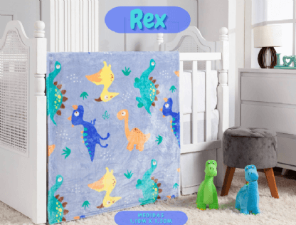 COBERTOR FLANNEL KIDS REX - 1,10M X 1,50M # FKREXIN202201 - ETRURIA