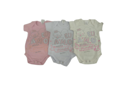KIT BODY MANGA CURTA - EU AMO A MADRINHA - 3 UNIDADES - TAMANHO RN AO G # PE6861K - BICHO MOLHADO