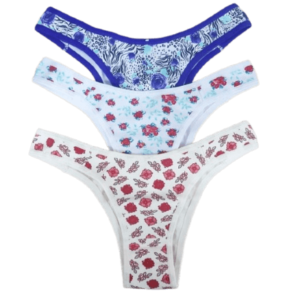 KIT CALCINHA TANGA ESTAMPADA - 3 UNIDADES - COTTON - TAMANHO P AO G # 246 - ROSASTYL