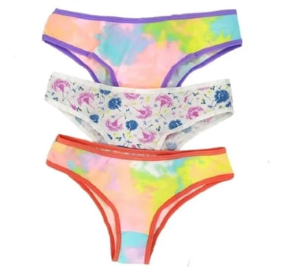 KIT TANGA CONFORT ESTAMPADA -  3 UNIDADES - TAMANHO P AO G # 834 - ROSASTYL