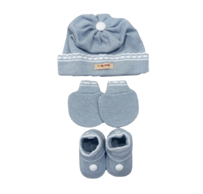 KIT TRICOT - SAPATINHO LUVA E TOUCA - TAMANHO P # 10061 - FIO DE AMOR