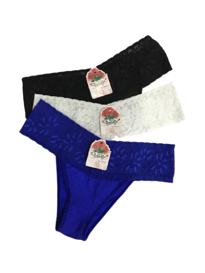 KIT TANGA CONFORT RENDA - 3 UNIDADES - TAMANHO P AO GG # 162 - ROSASTYL