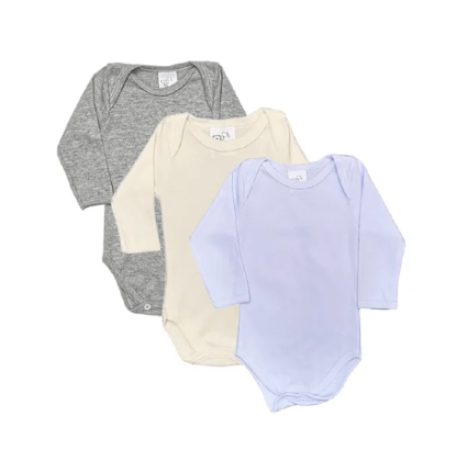 KIT BODY MANGA LONGA SUEDINE - 3 UNIDADES - TAMANHO RN AO G # 301993 - MAFESSONI