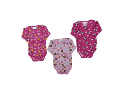 KIT BODY MANGA LONGA SUEDINE ESTAMPADO FEMININO - 3 UNIDADES - TAMANHO P AO G # 301700 - MAFESSONI
