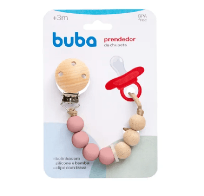 PRENDEDOR DE CHUPETA SILICONE E BAMBU # 15646 - BUBA