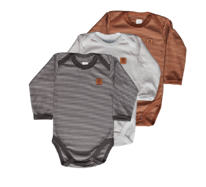 KIT BODY MANGA LONGA LISTRADO CONFORT - 3 UNIDADES - TAMANHO RN AO G # 133124 - BABY BEST