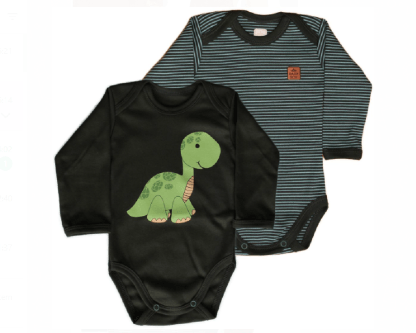 KIT BODY MANGA LONGA CONFORT - DINO - 2 UNIDADES - TAMANHO RN AO G # 121145 - BABY BEST