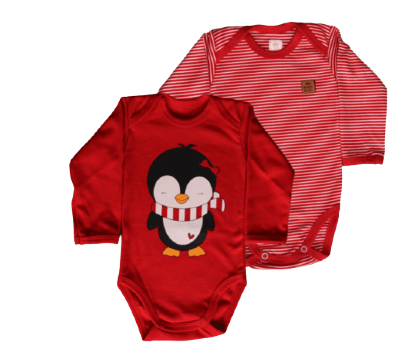 KIT BODY MANGA LONGA CONFORT - PINGUIM - 2 UNIDADES - TAMANHO RN AO G # 122147 - BABY BEST