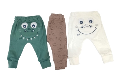 KIT CALÇA PÉ REVERSIVEL - 3 UNIDADES - TAMANHO RN AO G # 7964K - BICHO MOLHADO