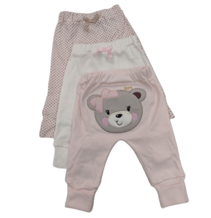 KIT CALÇA PÉ REVERSIVEL SUEDINE - 3 UNIDADES - TAMANHO RN AO G # 8018K - BICHO MOLHADO