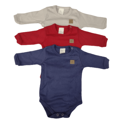 KIT BODY MANGA LONGA-  SUEDINE - 3 UNIDADES - TAMANHO RN AO G # 8392K - BICHO MOLHADO