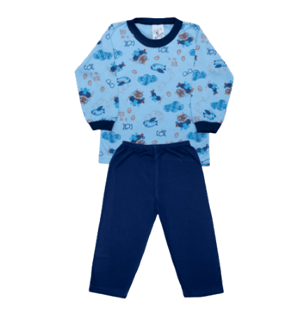 PIJAMA MANGA LONGA -  MASCULINO - TAMANHO 1 AO 3 # 201515 - MAFESSONI