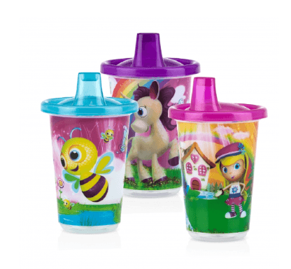 KIT 3 COPOS DECORADOS COM BICO - 300ML # NB92609 - NUBY (CAJOVIL)