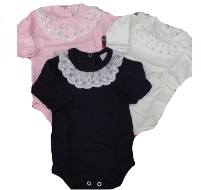 KIT BODY MANGA LONGA - FEMININO - 3 UNIDADES - TAMANHO RN AO G # 40.028 - ROSA BEBÊ