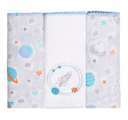 FRALDA BORDADA - KARINHO - 70CMX70CM - 3 UNIDADES # 381717 - PAPI