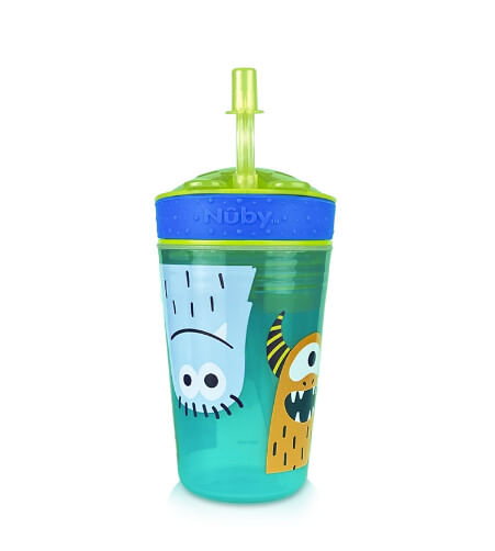 COPO 2 EM 1 COM CANUDO E PORTA SNACK - 270ML # NB10436 - NUBY ( CAJOVIL )