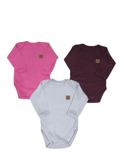 KIT BODY MANGA LONGA - 3 UNIDDAES - TAMANHO RN AO G # 132004 - BABY BEST