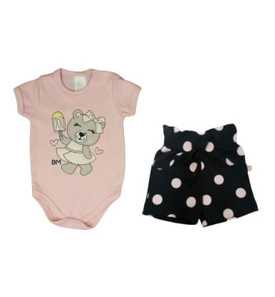 CONJUNTO BODY MANGA CURTA + SHORTS - TAMANHO P AO XG # 8584K - BICHO MOLHADO