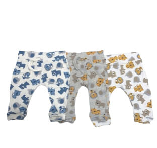 KIT CULOTE SARUEL SEM PÉ - 3 UNIDADES - TAMANHO RN AO G # 20.011 - AZUL BEBÊ