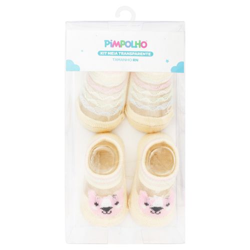 KIT MEIA TRANSPARENTE - 2 PARES - TAMANHO  RN # 0300222- PIMPOLHO
