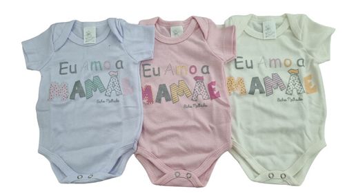 KIT BODY MANGA CURTA - 3 UNIDADES - TAMANHO RN AO M # PE6871K - BICHO MOLHADO
