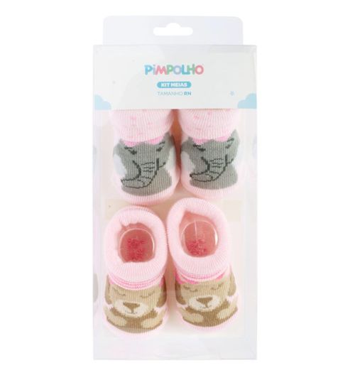 KIT MEIA - FEMININO - 2 PARES - TAMANHO RN # 0300434 - PIMPOLHO