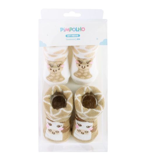 KIT MEIA - FEMININO - 2 PARES - TAMANHO RN # 0300434 - PIMPOLHO