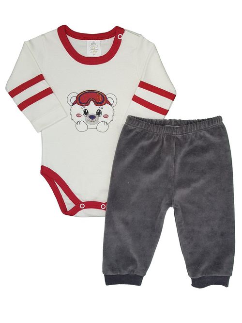 CONJUNTO BODY MANGA LONGA + CALÇA - URSO - TAMANHO P AO G # 25799 - PRESENTE DE ANJO