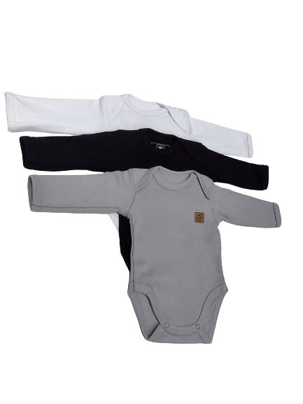 KIT BODY MANGA LONGA - 3 UNIDADES - TAMANHO RN AO G  # 133217 - BABY  BEST